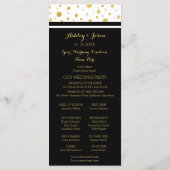 Gold Confetti Schwarz-weiß Wedding Program Programm (Rückseite)