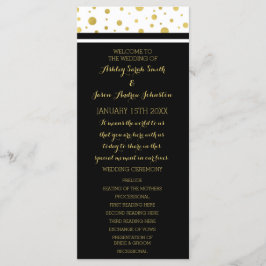 Gold Confetti Schwarz-weiß Wedding Program Programm