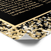Gold Confetti Schwarz-weiße Hochzeitssattel 12 Poster (Ecke)