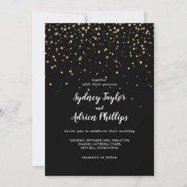 Gold Confetti | Schwarze Lässige Hochzeitseinladun Einladung