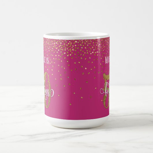 Gold Confetti Script 50 & Fabulous Over Hot Pink Kaffeetasse (Mittel)