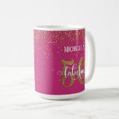 Gold Confetti Script 50 & Fabulous Over Hot Pink Kaffeetasse (VorderseiteRechts)