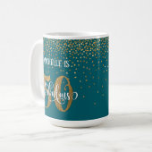 Gold Confetti Script 50 & Fabulous über Aquamarin Kaffeetasse (Vorderseite Links)