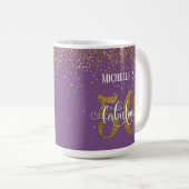 Gold Confetti Script 50 & Fabulous über Lila Kaffeetasse (VorderseiteRechts)
