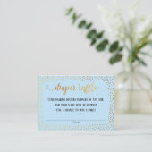Gold Confetti & Script auf Blue Diaper Raffles Car Begleitkarte (Stehend Vorderseite)