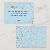 Gold Confetti & Script auf Blue Diaper Raffles Car Begleitkarte (Vorne/Hinten)