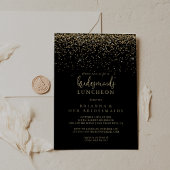 Gold Confetti Script Bridesmaids Luncheon Dusche Einladung