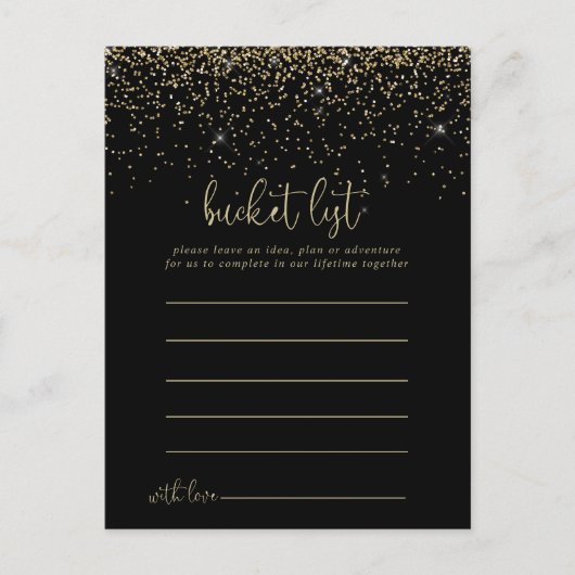 Gold Confetti Script Bucket List Cards Postkarte (Vorderseite)