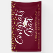 Gold Confetti Script GLÜCKWUNSCH GRAD Maroon und G Banner (Vertikal)