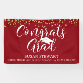 Gold Confetti Script GLÜCKWUNSCH GRAD Red Banner (Horizontal)