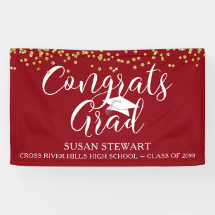 Gold Confetti Script GLÜCKWUNSCH GRAD Red Banner