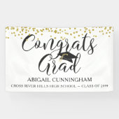Gold Confetti Script GLÜCKWUNSCH GRAD White Banner (Horizontal)