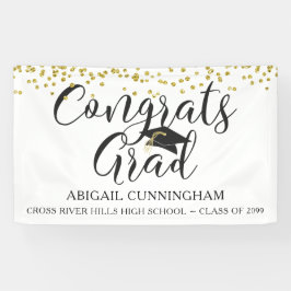 Gold Confetti Script GLÜCKWUNSCH GRAD White Banner
