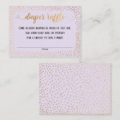 Gold Confetti, Script Lavender Diaper Raffle Cards Begleitkarte (Vorne/Hinten)