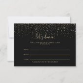Gold Confetti Script Wedding Song Request Card RSVP Karte (Vorderseite)