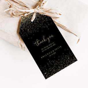 Gold Confetti Script Wedding Vielen Dank Geschenkanhänger
