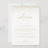 Gold Confetti Script Wedding Willkommensbrief (Vorderseite)