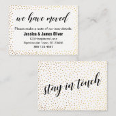 Gold Confetti & Script Wir haben die Handout-Karte Visitenkarte (Vorne/Hinten)