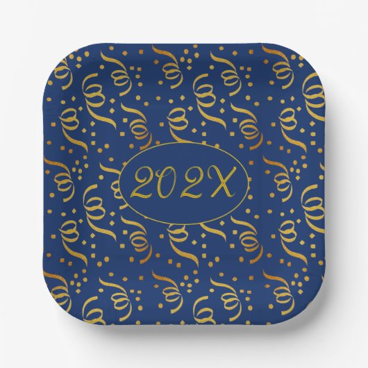 Gold Confetti Silvester Party Teller gestorben (Vorderseite)