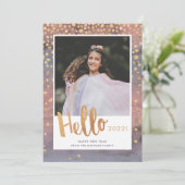 Gold Confetti Silvesterfotokarte Feiertagskarte (Stehend Vorderseite)