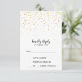 Gold Confetti Simple Wedding RSVP Card (Stehend Vorderseite)