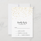 Gold Confetti Simple Wedding RSVP Card Karte (Vorderseite)