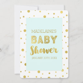 Gold Confetti Sky Blue Baby Dusche Einladungen