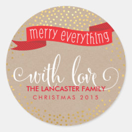 GOLD CONFETTI SNOW FOTO fröhlich alles Banner Runder Aufkleber