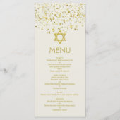 Gold Confetti, Star der David Bat Mitzvah Menu Car Menükarte (Vorderseite)