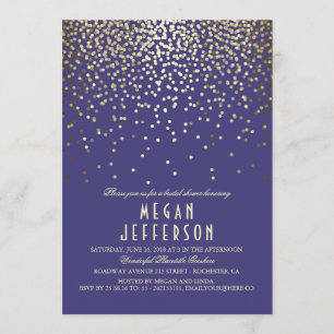 Gold Confetti - Starry Lights Navy Brautparty Einladung