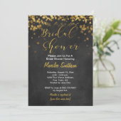 Gold Confetti Stars Chalk Board Brautparty Einladung (Stehend Vorderseite)