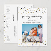 Gold Confetti Stars | Holiday Foto Postkarte (Vorne/Hinten)