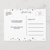 Gold Confetti Stars | Holiday Foto Postkarte (Rückseite)