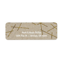 Gold Confetti Sticks Rustic Holiday Address Labels