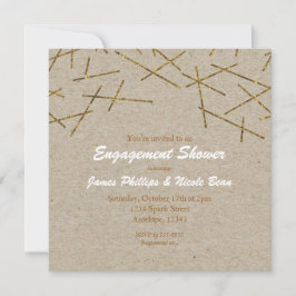 Gold Confetti Sticks Rustic Kraft Celebration Einladung