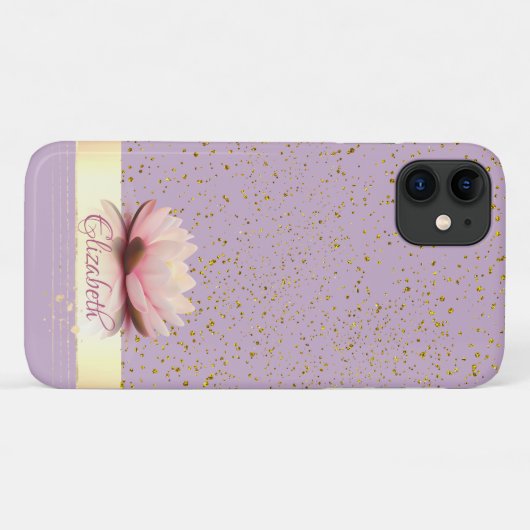 Gold Confetti Stripe Lotus Case-Mate iPhone Hülle (Rückseite (Horizontal))