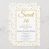 Gold Confetti Sweet 16 Geburtstag Einladung (Vorne/Hinten)