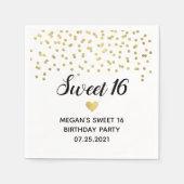 Gold Confetti Sweet 16 Geburtstag Serviette (Vorderseite)