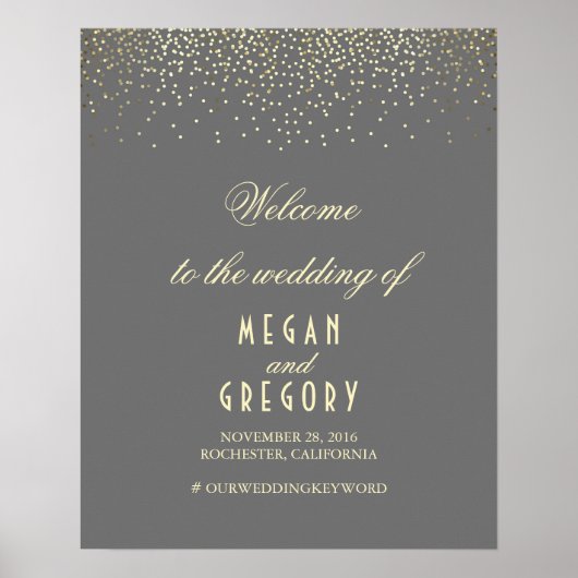 Gold Confetti Teilchen Hochzeitssymbol Poster (Vorne)