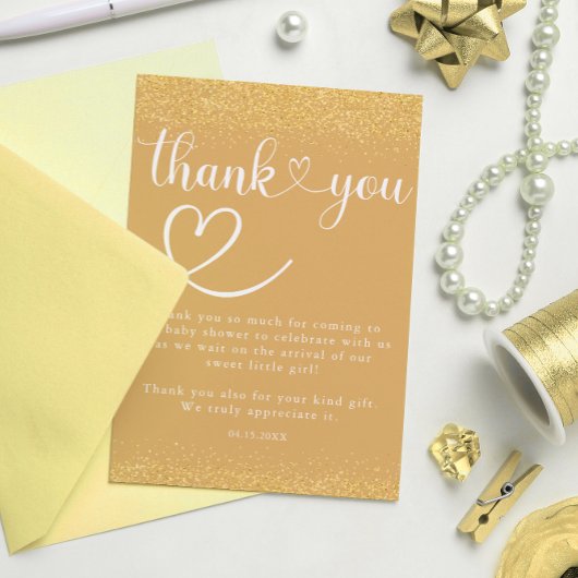 Gold Confetti Thank You Heart Script Dankeskarte