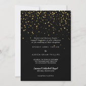 Gold Confetti | Traditionelle Schwarze Hochzeit Einladung (Vorderseite)