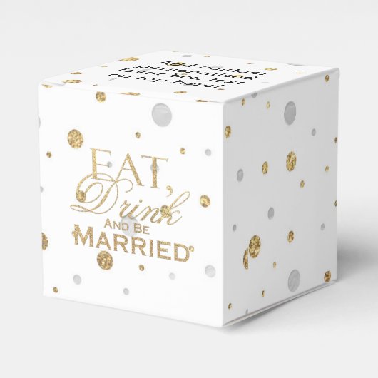 Gold Confetti trinken und Verheiratet sein Geschenkschachtel (Vorderseite)