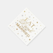 Gold Confetti trinken und Verheiratet sein Serviette (Ecke)
