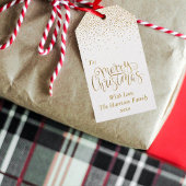 Gold Confetti Typografie Frohe Weihnachten Geschenkanhänger