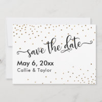 Gold Confetti Typografie Save the Date
