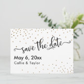 Gold Confetti Typografie Save the Date (Stehend Vorderseite)