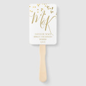 Gold Confetti über Ecru Wedding Program Handfans Fächer (Vorderseite)