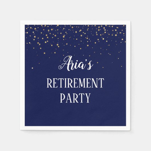 Gold Confetti über Navy Blue Party Napkins Serviette (Vorderseite)