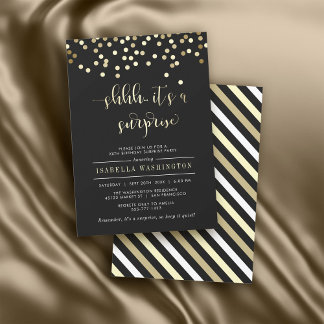 Gold Confetti Überraschung Geburtstagsparty Einlad Einladung