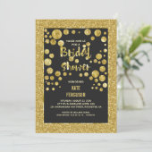 Gold Confetti und Glitzer Chic Brautparty Einladung (Stehend Vorderseite)